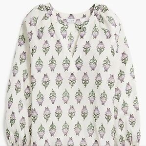 J. Crew White and Lilac Relaxed Blouse